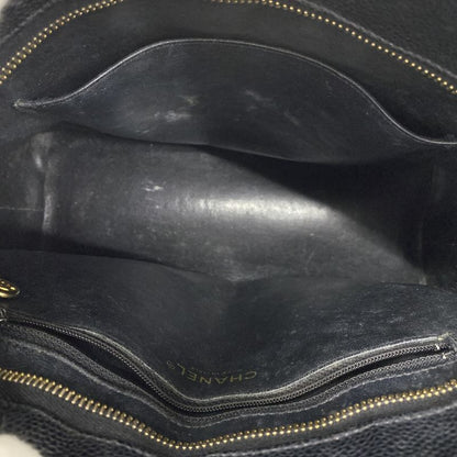 Chanel Tote Bag Reproduction Tote Caviar Skin Black Gold Hardware Women's