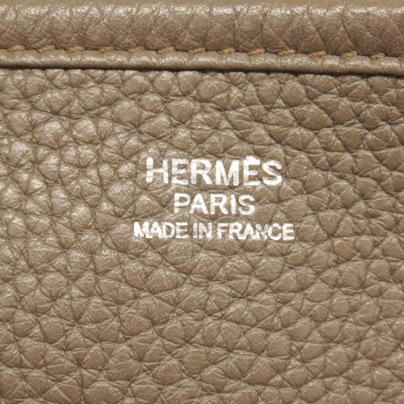 Hermes Shoulder Bag Evelyn 3GM Taurillon Clemence Taupe Silver Hardware □Q