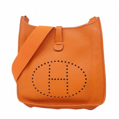 Hermes Shoulder Bag Evelyn 3GM Taurillon Clemence Orange Silver Hardware □J
