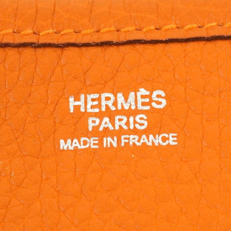 Hermes Shoulder Bag Evelyn 3GM Taurillon Clemence Orange Silver Hardware □J