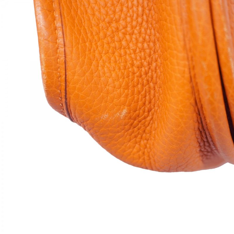 Hermes Shoulder Bag Evelyn 3GM Taurillon Clemence Orange Silver Hardware □J