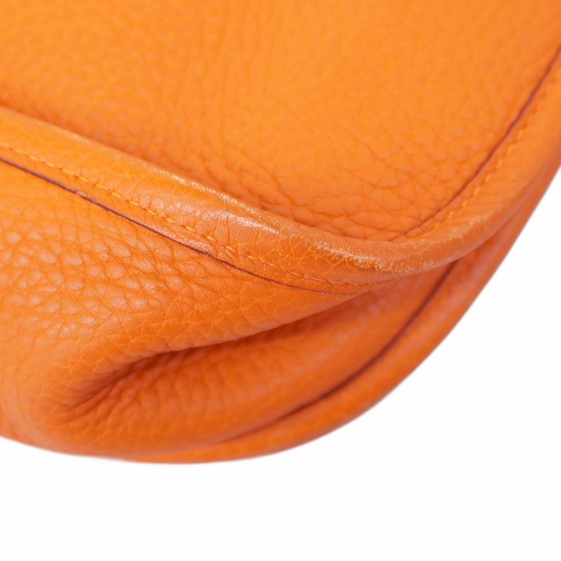 Hermes Shoulder Bag Evelyn 3GM Taurillon Clemence Orange Silver Hardware □J