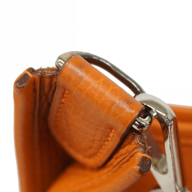 Hermes Shoulder Bag Evelyn 3GM Taurillon Clemence Orange Silver Hardware □J