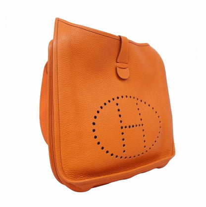 Hermes Shoulder Bag Evelyn 3GM Taurillon Clemence Orange Silver Hardware □J