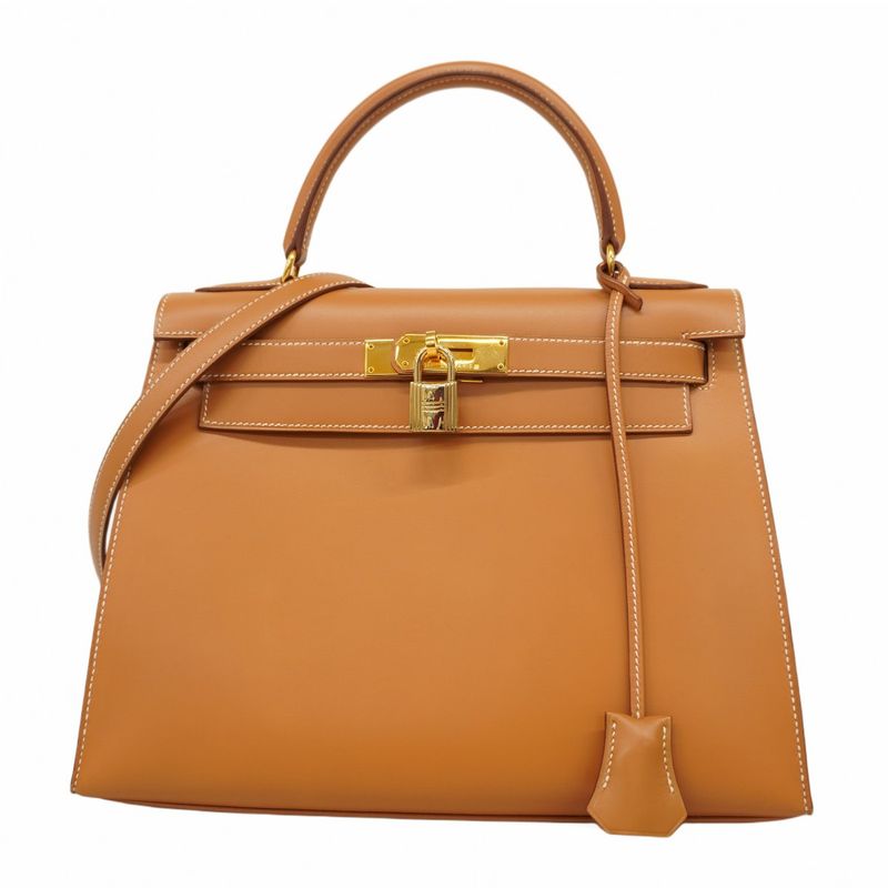Hermes Handbag Kelly 28 Barenia Natural Gold Hardware ○Y Stamp 2way Bag Ladies
