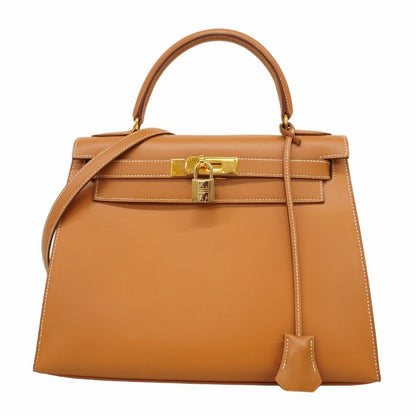 Hermes Handbag Kelly 28 Barenia Natural Gold Hardware ○Y Stamp 2way Bag Ladies
