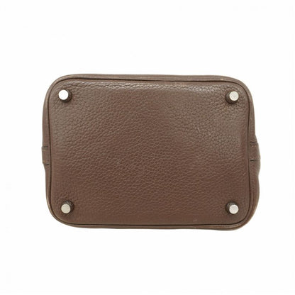 Hermes Handbag Picotin Lock PM Taurillon Clemence Havana Silver Hardware □O