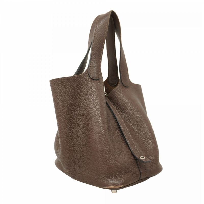 Hermes Handbag Picotin Lock PM Taurillon Clemence Havana Silver Hardware □O