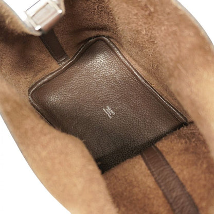 Hermes Handbag Picotin Lock PM Taurillon Clemence Havana Silver Hardware □O