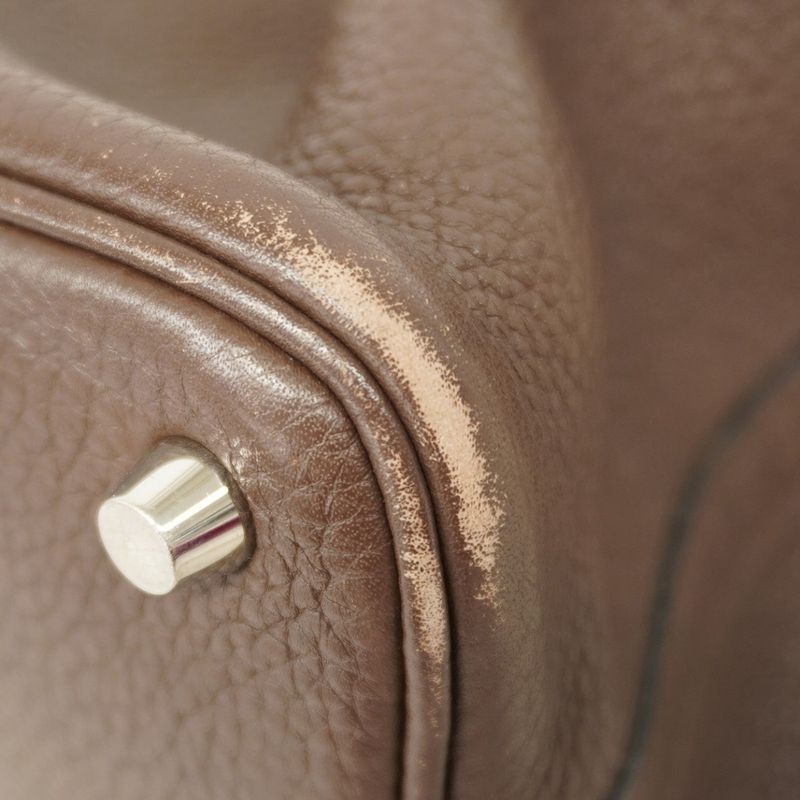 Hermes Handbag Picotin Lock PM Taurillon Clemence Havana Silver Hardware □O