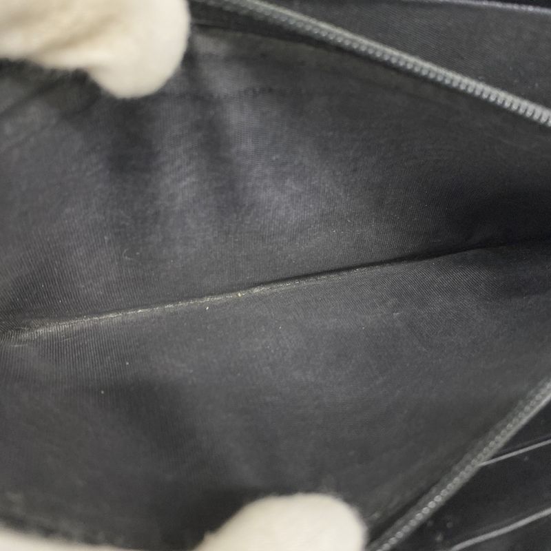 Gucci Long Wallet Guccissima 473928 Leather Black Silver Hardware Women's