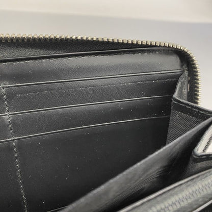 Gucci Long Wallet Guccissima 473928 Leather Black Silver Hardware Women's