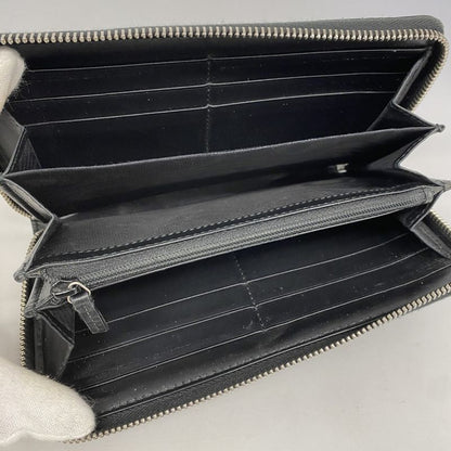 Gucci Long Wallet Guccissima 473928 Leather Black Silver Hardware Women's