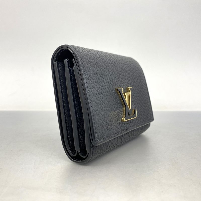 Louis Vuitton Wallet Taurillon Portefeuille Capucines Tiny M12149 Noir Black