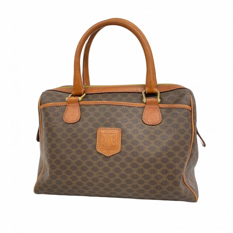 Celine Handbag Macadam PVC Brown Gold Hardware Women
