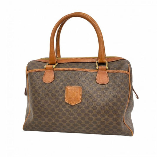 Celine Handbag Macadam PVC Brown Gold Hardware Women