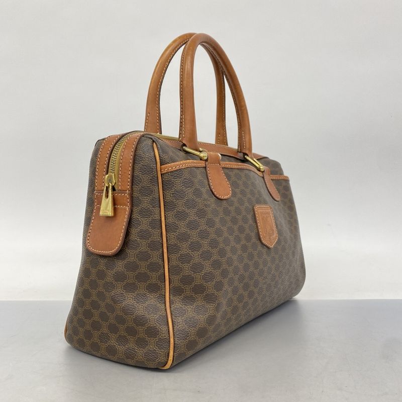 Celine Handbag Macadam PVC Brown Gold Hardware Women