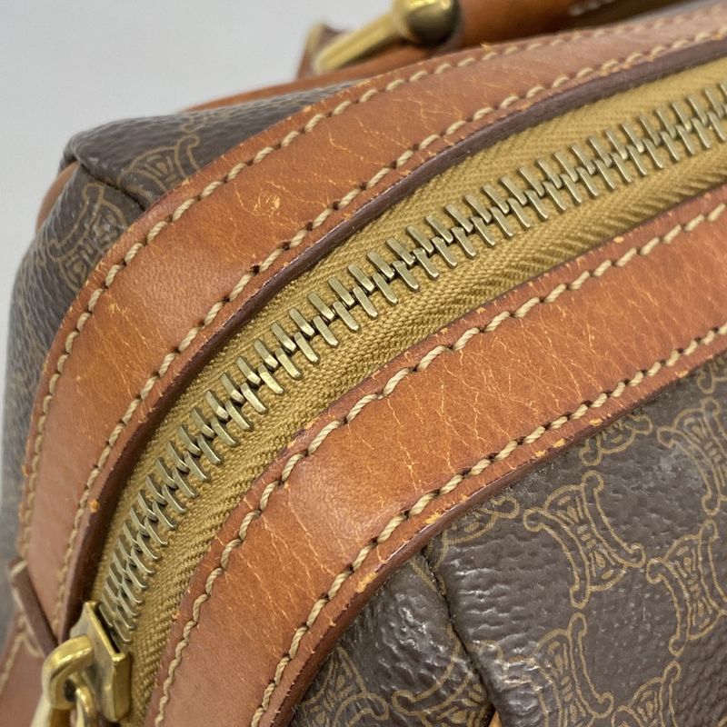 Celine Handbag Macadam PVC Brown Gold Hardware Women