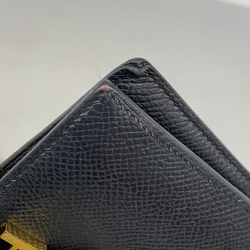 Hermes Wallet Bearn Compact Vaux Epson Black Gold Hardware D Engraved Ladies