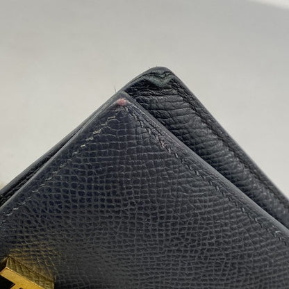 Hermes Wallet Bearn Compact Vaux Epson Black Gold Hardware D Engraved Ladies