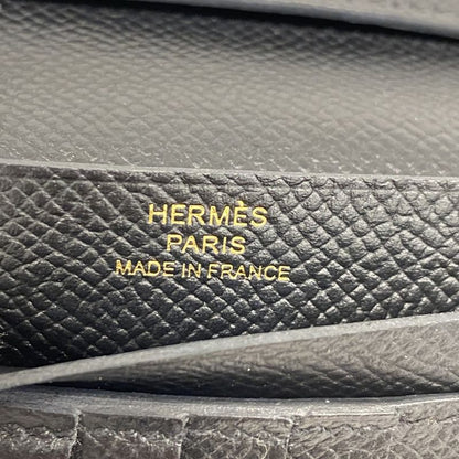 Hermes Wallet Bearn Compact Vaux Epson Black Gold Hardware D Engraved Ladies