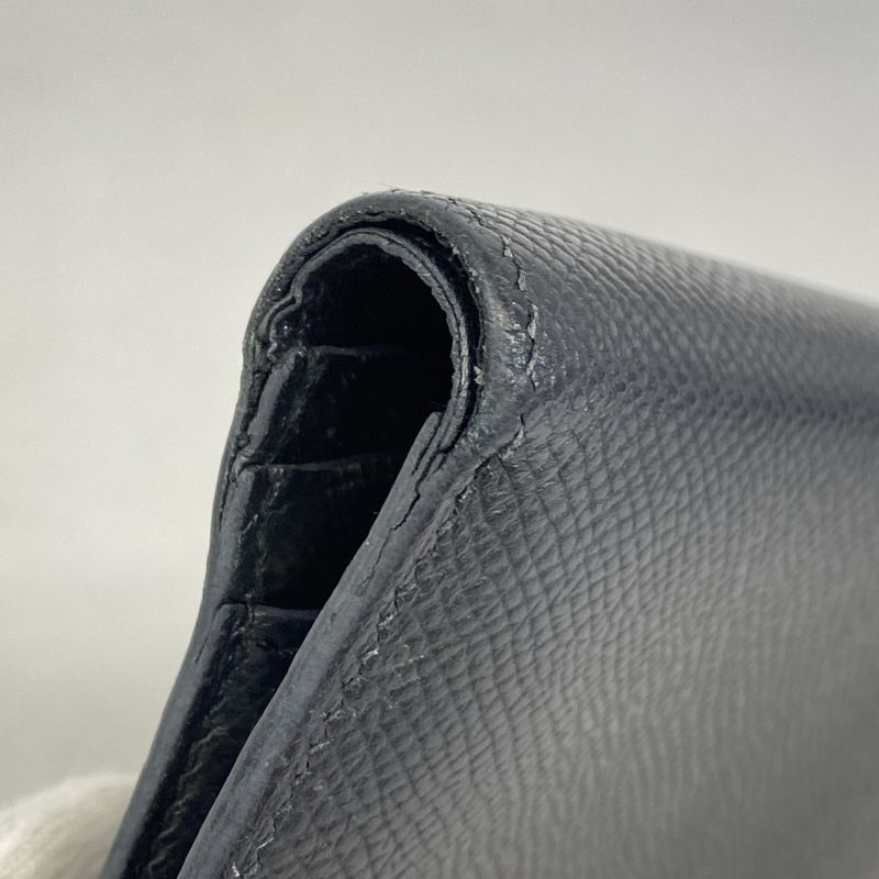 Hermes Wallet Bearn Compact Vaux Epson Black Gold Hardware D Engraved Ladies