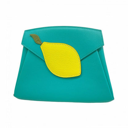 Hermes Pouch Tutti Frutti Swift Blue Paon Lime Silver Hardware X Engraved Ladies