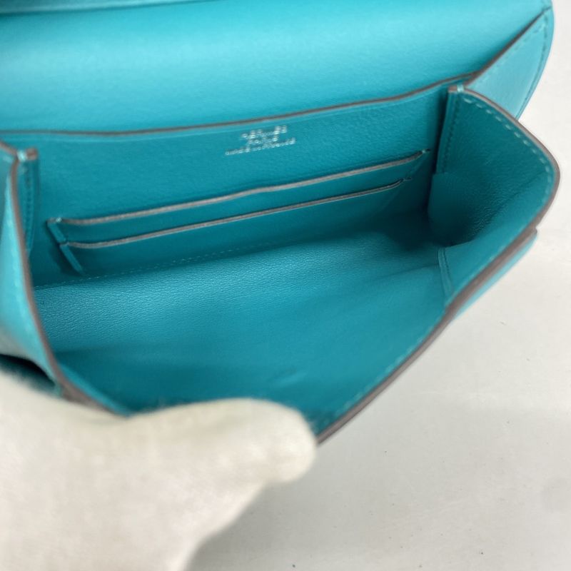 Hermes Pouch Tutti Frutti Swift Blue Paon Lime Silver Hardware X Engraved Ladies