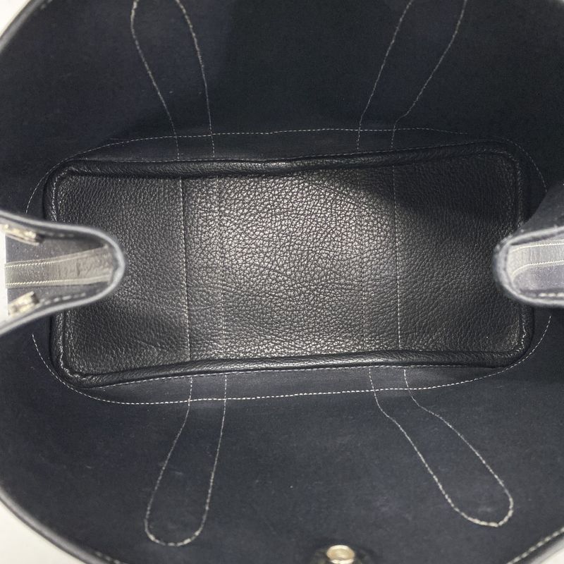 Hermes Tote Bag Garden Party TPM Toile Officier Black Silver Hardware □H