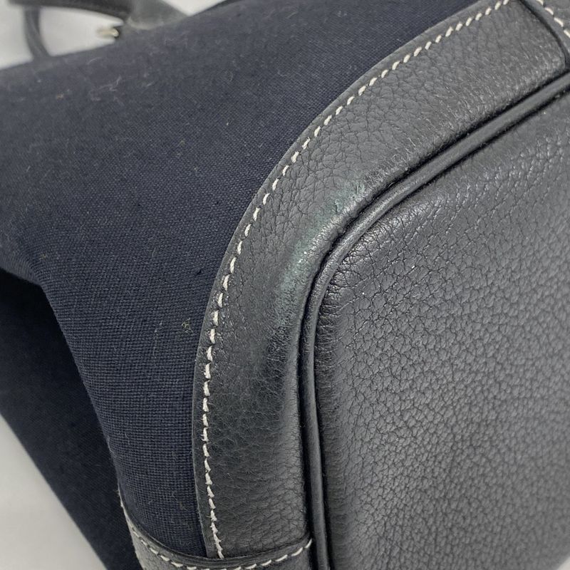 Hermes Tote Bag Garden Party TPM Toile Officier Black Silver Hardware □H