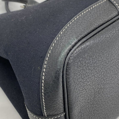 Hermes Tote Bag Garden Party TPM Toile Officier Black Silver Hardware □H