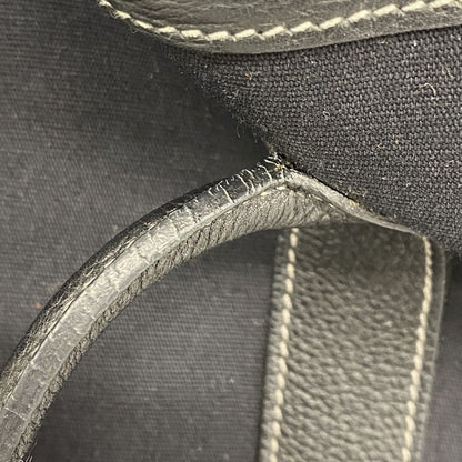 Hermes Tote Bag Garden Party TPM Toile Officier Black Silver Hardware □H