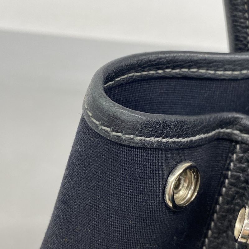 Hermes Tote Bag Garden Party TPM Toile Officier Black Silver Hardware □H