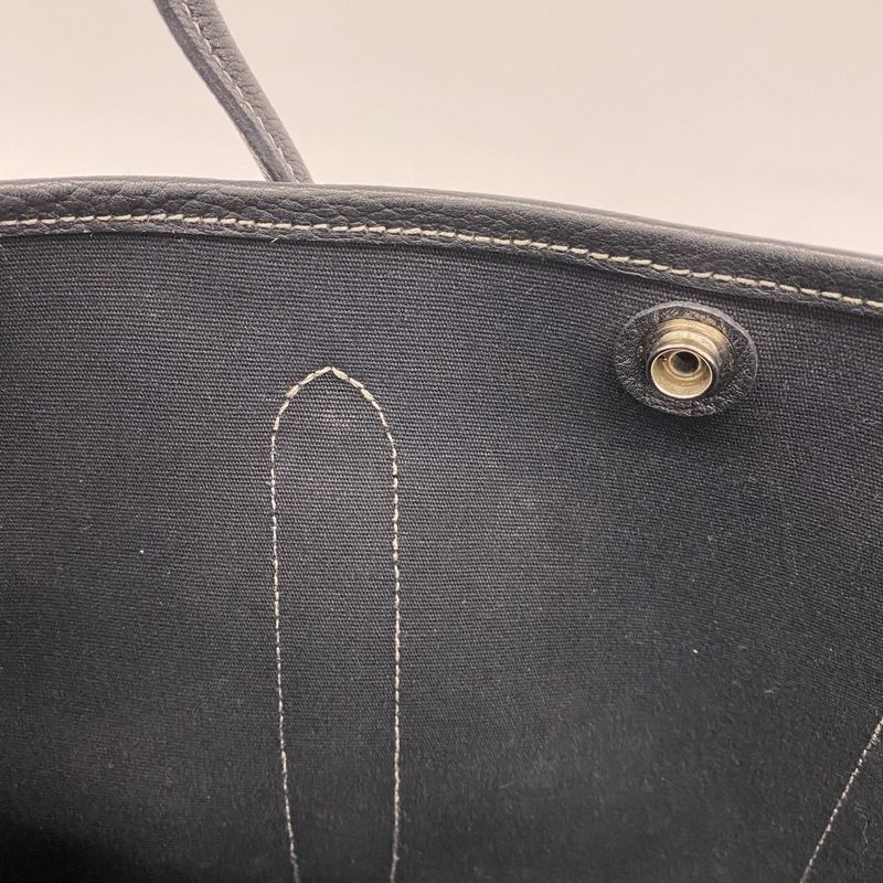 Hermes Tote Bag Garden Party TPM Toile Officier Black Silver Hardware □H