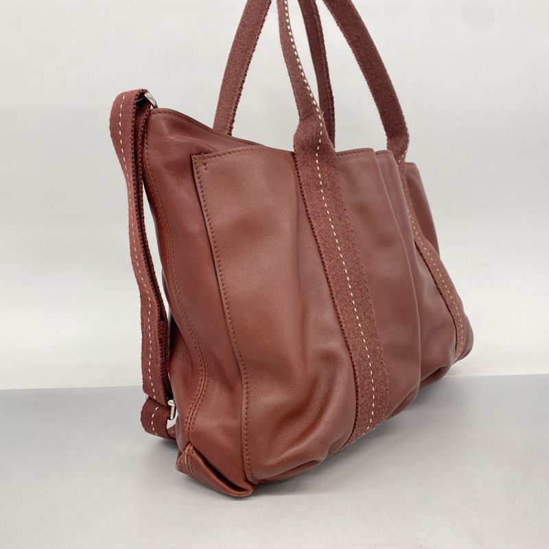 Hermes Handbag Caravan Horizontal MM Vauderma Bordeaux Silver Hardware 2way Bag