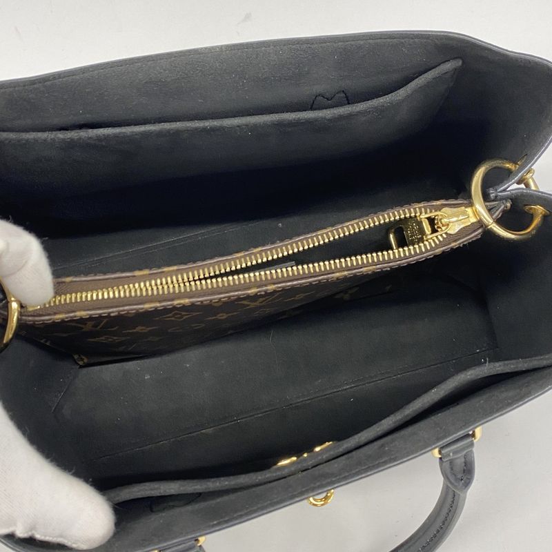 Louis Vuitton Handbag Monogram Flower Tote M43550 Brown Noir Black Women's