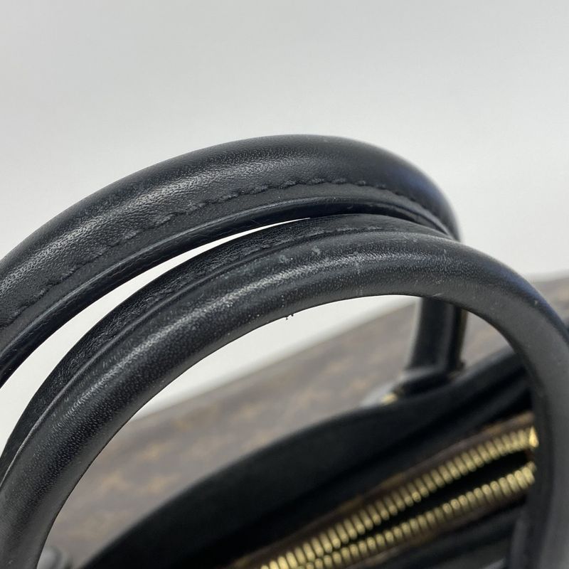 Louis Vuitton Handbag Monogram Flower Tote M43550 Brown Noir Black Women's