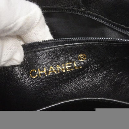Chanel Shoulder Bag Lambskin Black White Gold Hardware Women's