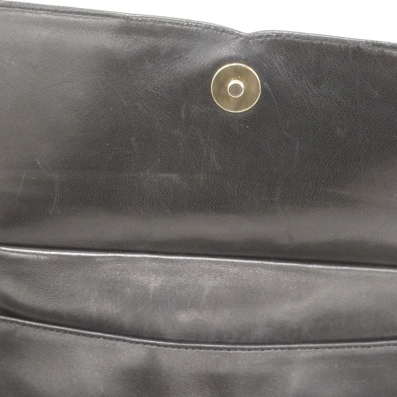 Chanel Shoulder Bag Lambskin Black White Gold Hardware Women's