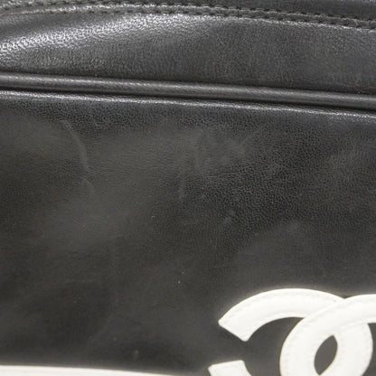 Chanel Shoulder Bag Lambskin Black White Gold Hardware Women's