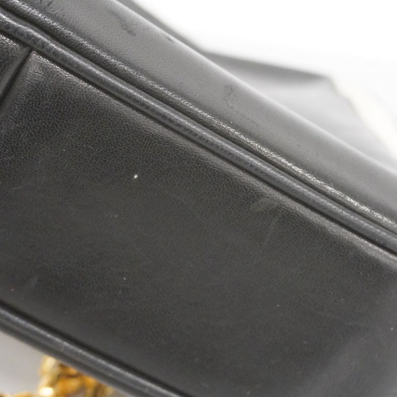 Chanel Shoulder Bag Lambskin Black White Gold Hardware Women's