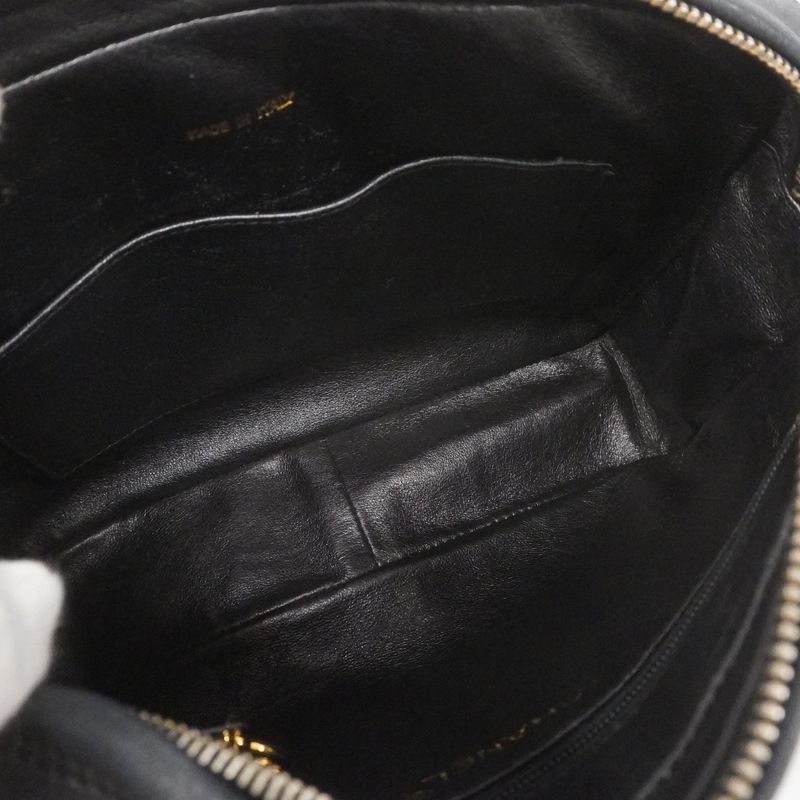 Chanel Shoulder Bag Lambskin Black White Gold Hardware Women's