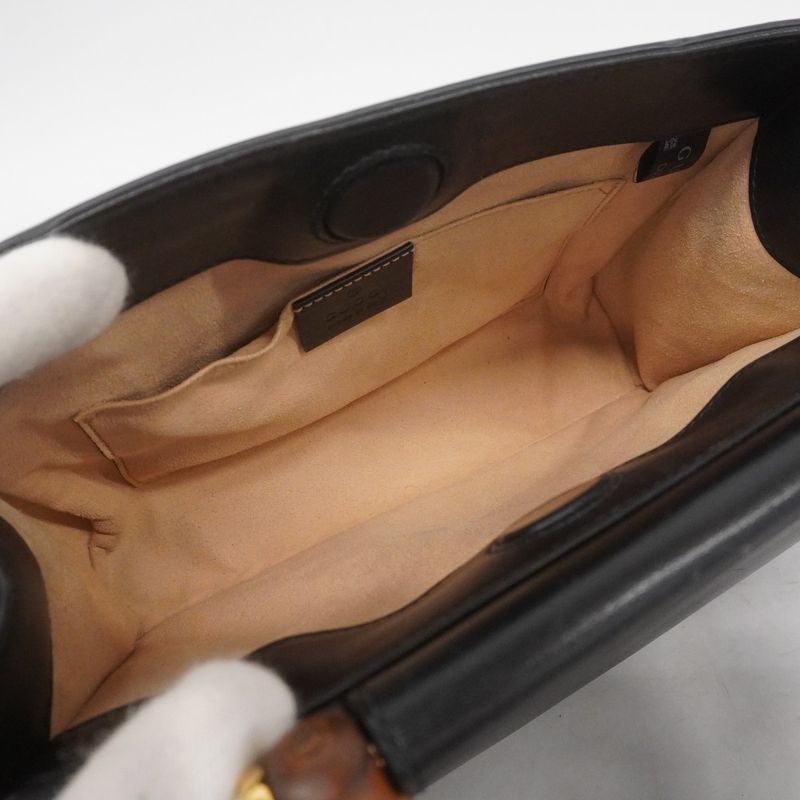 Gucci Handbag Bamboo 470271 Leather Black Red Gold Hardware 2way Bag Ladies