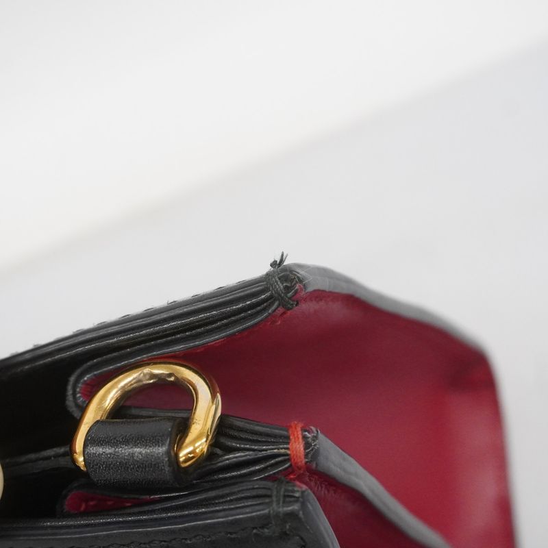 Gucci Handbag Bamboo 470271 Leather Black Red Gold Hardware 2way Bag Ladies