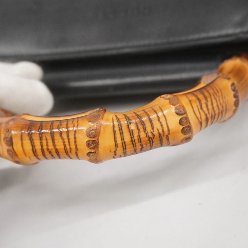 Gucci Handbag Bamboo 470271 Leather Black Red Gold Hardware 2way Bag Ladies