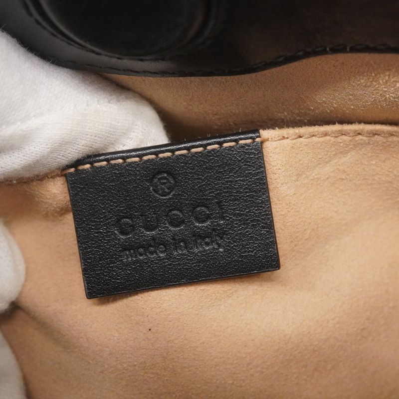 Gucci Handbag Bamboo 470271 Leather Black Red Gold Hardware 2way Bag Ladies