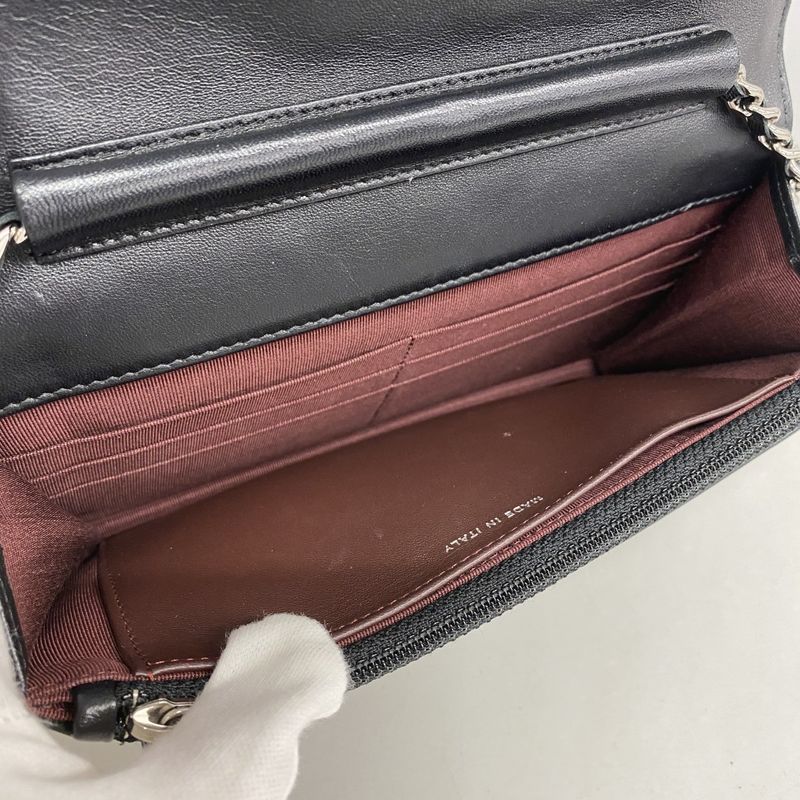 Chanel Shoulder Wallet Matelasse Lambskin Black Silver Hardware Women's