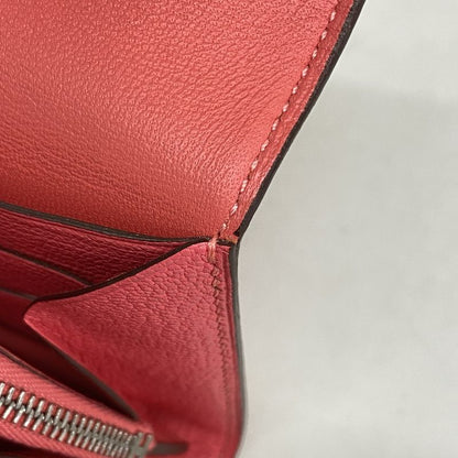 Hermes Wallet Portfolio Chevre Misor Rose Silver Hardware D Engraved Ladies