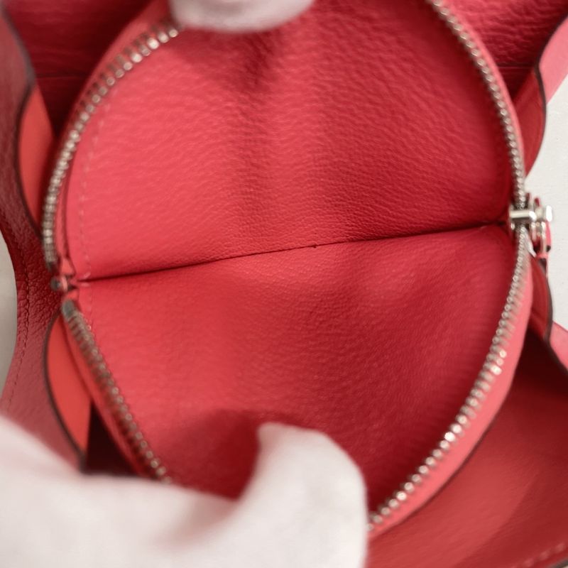 Hermes Wallet Portfolio Chevre Misor Rose Silver Hardware D Engraved Ladies