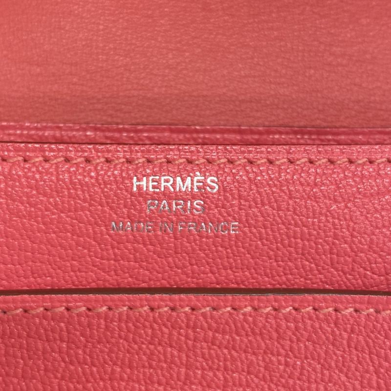 Hermes Wallet Portfolio Chevre Misor Rose Silver Hardware D Engraved Ladies